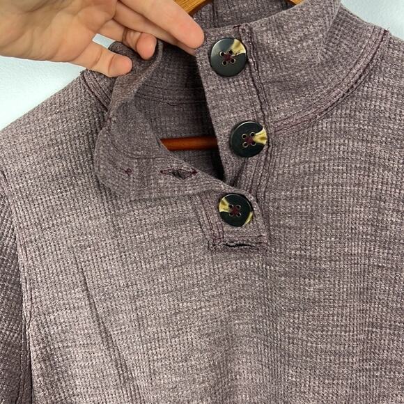 Free people We The Free thermal waffle knit button mock neck pullover - Picture 3 of 10